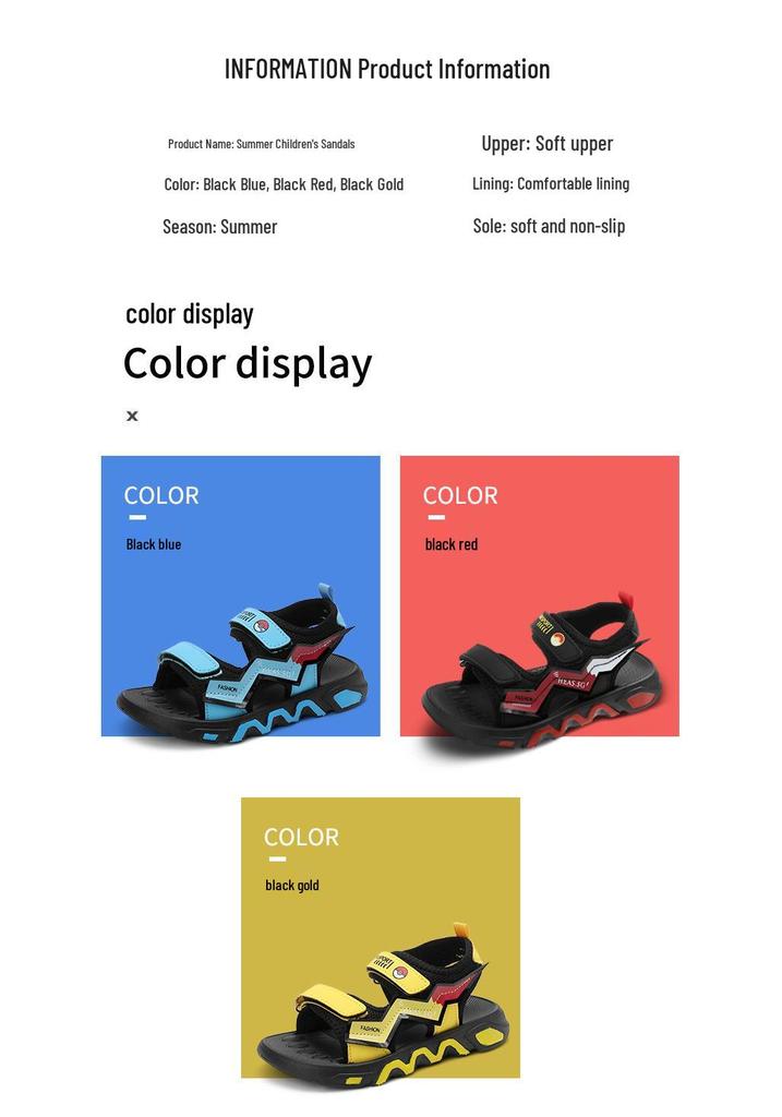 Boys' Trendy Non-Slip Summer Sports Sandals - Soft Sole for Kids