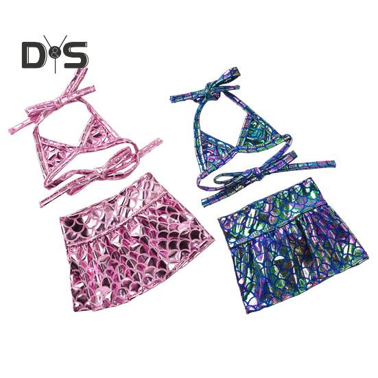 Dog Bikini Dress Sparkling Dog Swimsuit Mermaid Bathing Suit with Shiny Scale Summer Seaside Beach Outfit for Small Medium Cats Dogs