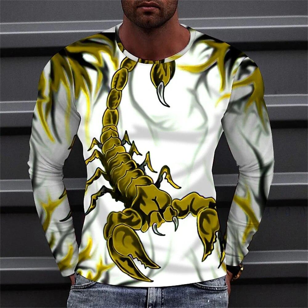 New Autumn Men's T-Shirt Animal 3D Print Scorpions O-Neck Long Sleeve Fashion Men's Shirt Casual Street Oversized T-Shirt