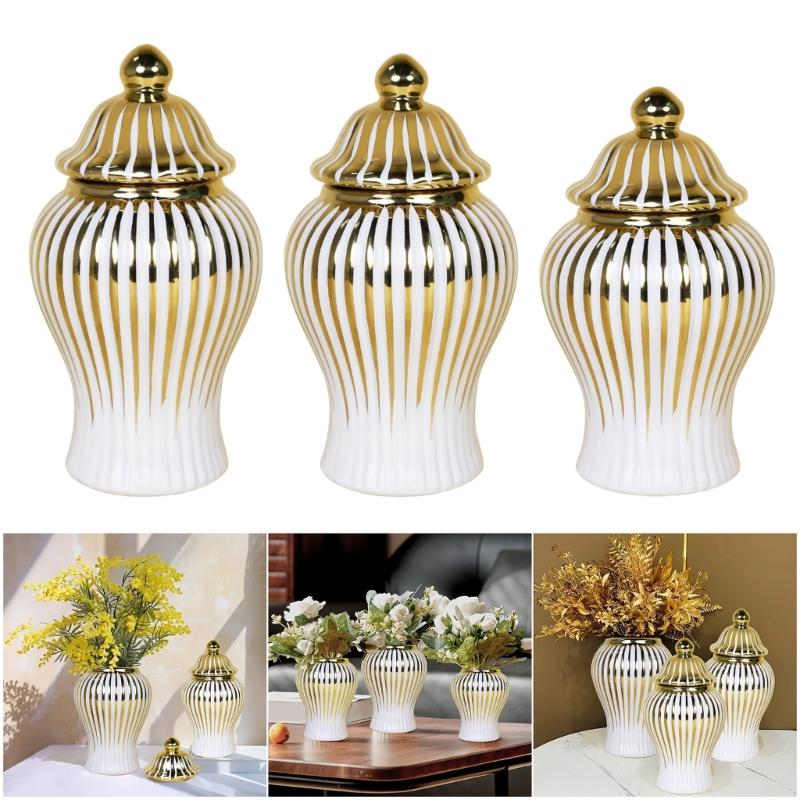 Keramik Vorrats-Ingwerglas mit Deckel Porzellan Blumenvase für Wohnzimmer und Hochzeitsfeiern Dekoration