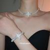 European-American Inlaid Diamond and Imitation Pearl Cross Choker Necklace - High-End Light Luxury Fashion Clavicle Chain