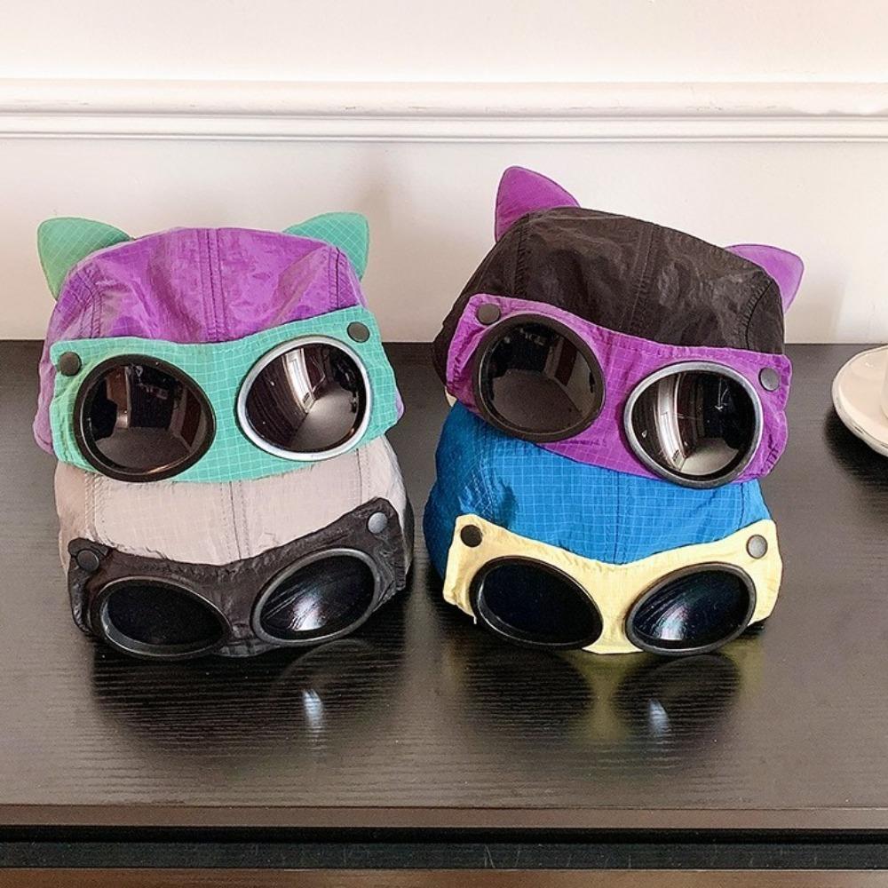 Pilot Glasses Sunglasses Pilot Hat Reverse Wear Sunshade Hat Unisex Fashion Baseball Hat  Summer