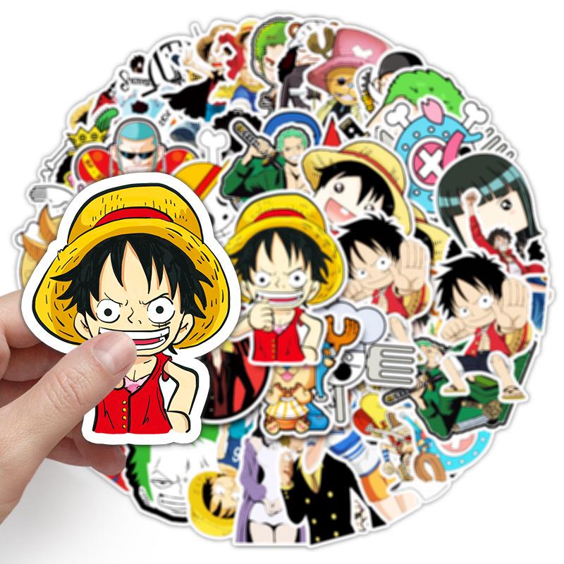 50 Wasserdichte One Piece Anime Aufkleber für Koffer, Roller, Auto oder Fahrrad