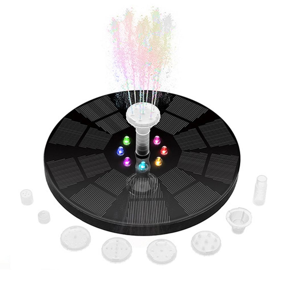 Solar Floating Fountain Water Pump with Color LED Lights for Bird Bath 3W 1600mAh Battery for Garden/Pond/ Pool/Fish Tank Decor