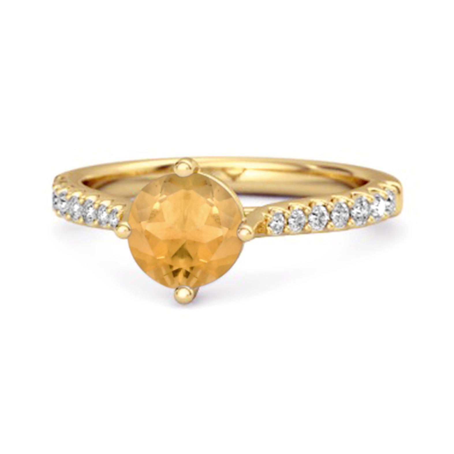 Citrine White Topaz Accent Band Ring - 925 Sterling Silver Gold Vermeil 10 жёлтый