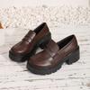 Plus Size British Style Loafers Women's Autumn Chunky Heel Slip on Low Top Shoes Office Casual Shoes Comfortable Walking Pumps