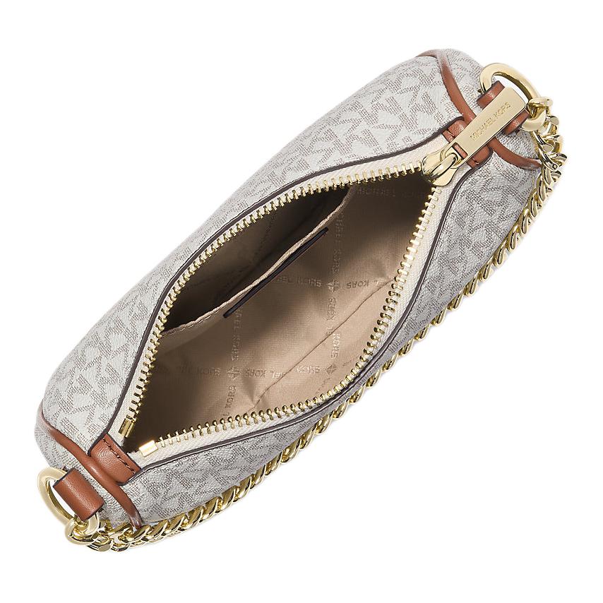 Michael Kors MK Carmela Logo Metal Chain Crossbody Shoulder Bag Small Women Bags Vanilla-White 35F4G1QC1B-VANILLA
