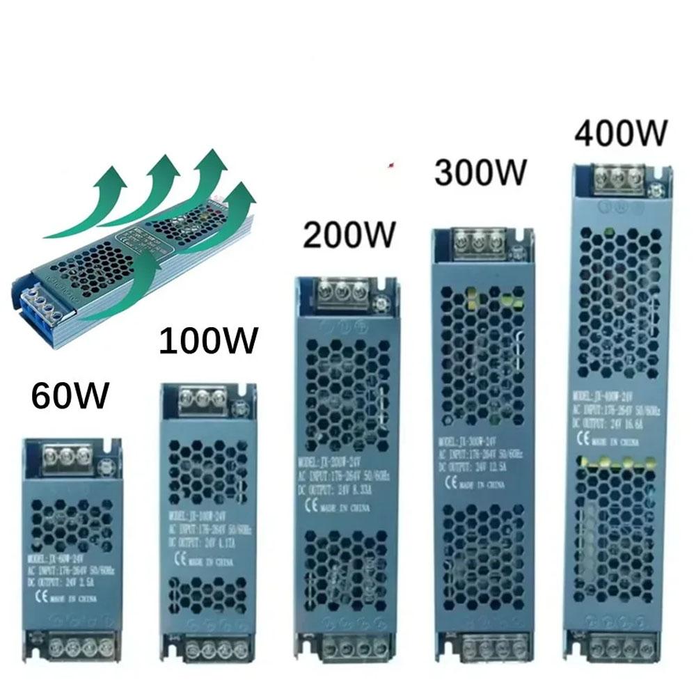 60W 100W 200W 300W 400W DC 12V/24V Ultra Thin Power Supply Adapter LED Strip Switch Driver Lamp 5A 12A Lighting Transformer