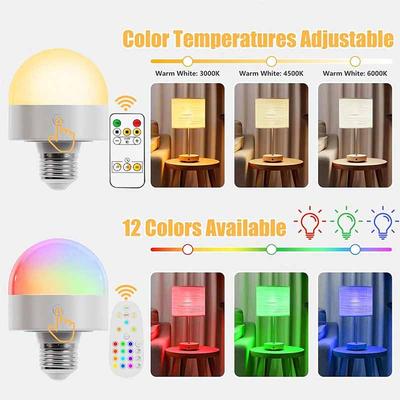 Modern LED Light Bulb Live Lamp RGB Dimmable Remote Control E27/E26 Universal Interface No Wiring Charging Type Wall Lamp Bulb