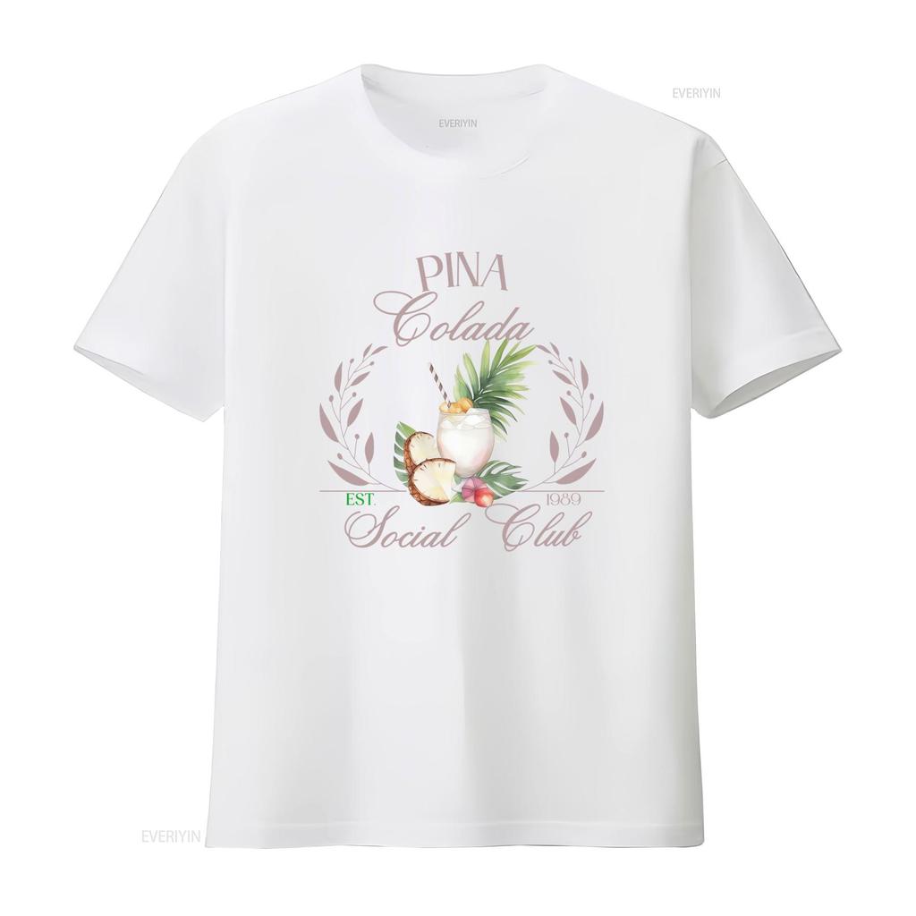 Vintage Retro Pina Colada Social Club Tropical Cocktail Pineapple Print Casual T Shirt vintage Washed Slightly Stylish homme