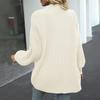 Women Autumn Winter Lantern Long Sleeve Cardigan Sweater Open Front Solid Color Mid-length Knitting Coat Streetwear