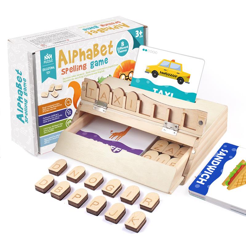 Letter Games Montessori Language Toy Kids Learn to Spelling Read Words Matching Letter Education Games Wooden Preschool Toy