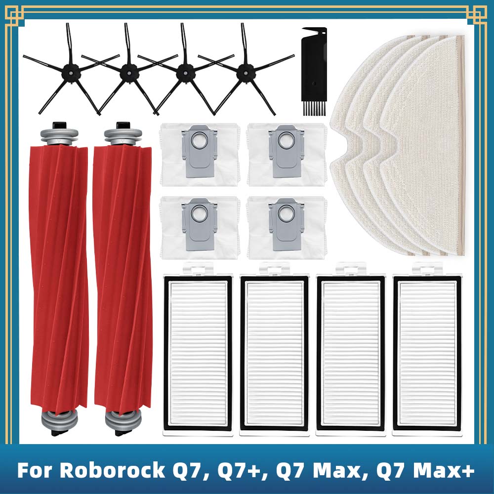 Kompatibel für Roborock Q7 , Q7+ , Q7 Max , Q7 Max+ Plus , T8 Roboterstaubsauger Hauptseitenbürste Filter Mopp Staubbeutel Ersatzteile