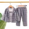 British-Style Kids' Suit: Spring/Autumn Blazer, Tie & Pants Set