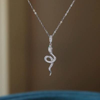 925 Sterling Silver Snake Pendant Necklace - Chic, Versatile Clavicle Chain for Women
