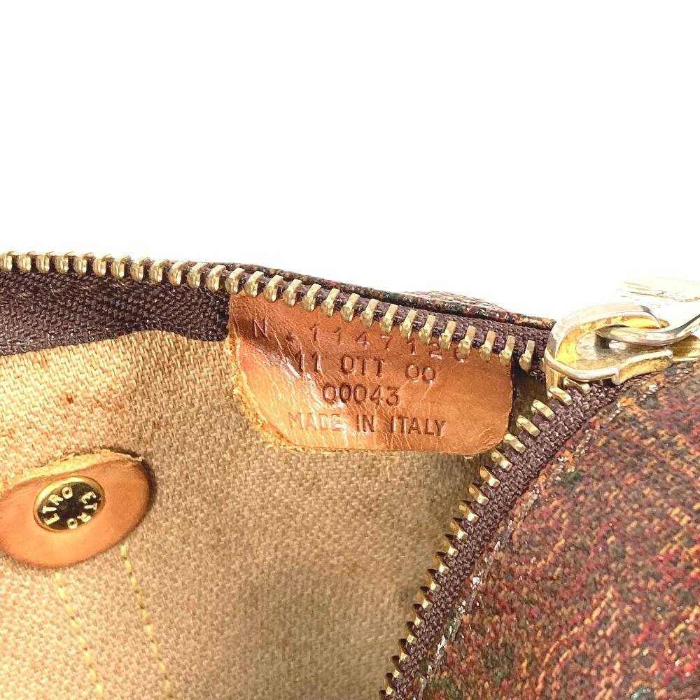 ETRO Paisley Pattern Bag Cylindrical Hand Bag PVC/Leather Brown