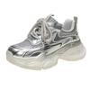 Leather Fried Street Dad Shoes Women's 2025 New Summer Thin Mesh Breathable Old Platform Casual Sports Shoes