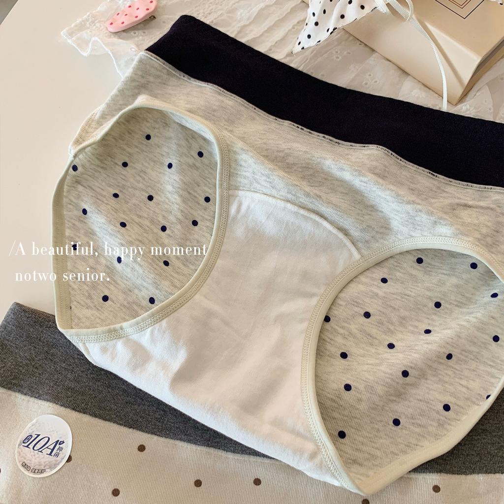 Female Autumn and Winter Sweet Retro Wave Point Cotton Antibacterial Extension Crotch No Trace Skin Briefs Hip Briefs