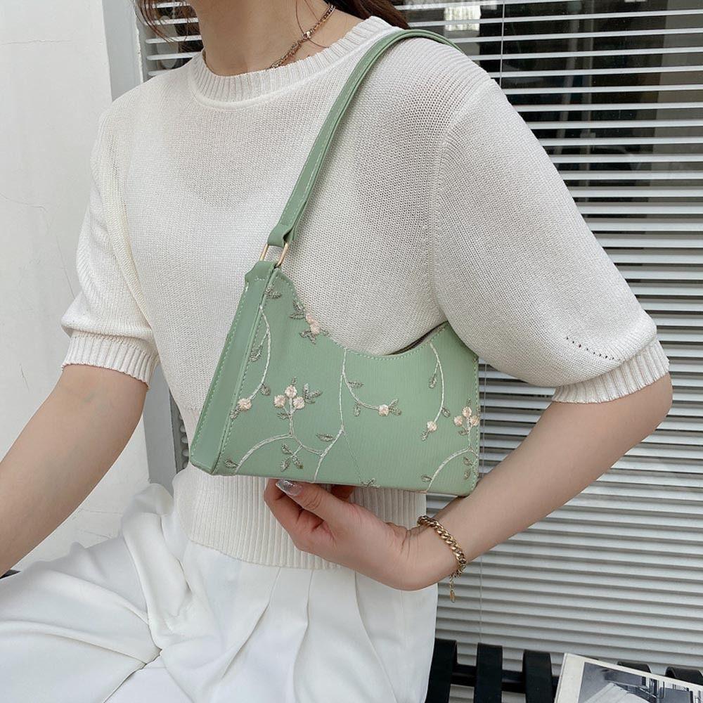 Flower Embroidery Small Handbag Women Underarm Bag Shoulder Bags Mini Messenger Bags Korean Handbag