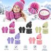 Colorful Kids Hat Scarf Gloves Set Thickened Gloves Warm Pullover Hat  Winter