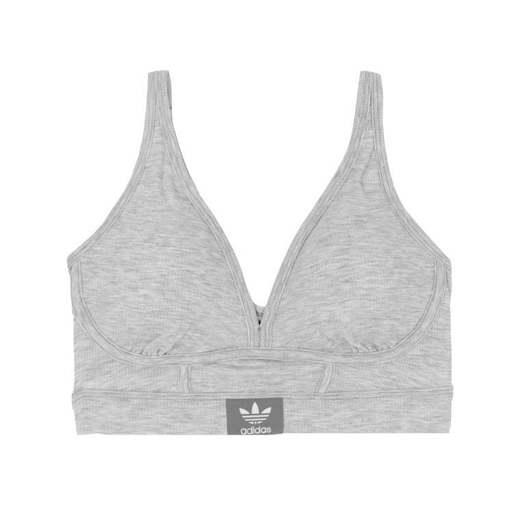 Adidas Originals Soft Ribbed Adjustable Strap Wireless Bra Women underwear Gray 4A3H11-202 S