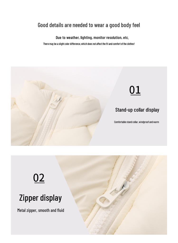 Children's Down Cotton Vest – Stand Collar Jacket for Boys & Girls, Autumn/Winter