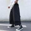 Men's Loose Fit Pants Hip-Hop Wide Leg Pants with Pockets Casual Black Layered Pants for Everyday Wear Street