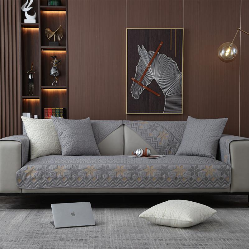 Universal Washed Cotton Embroidered Sofa Cushion for All Seasons Modern Simple Anti-slip Washed Sofa Cushion Towel