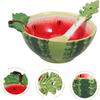 Ceramic Fruit Shaped Bowl with Spoon Watermelon Dishes Kitchen Decoration Serving Bowl for Soup Cereal Ice Cream Salad Dessert