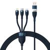 4-in-1 USB+USB-C To USB-C / iPhone Lightning / Micro USB Cable 1.2m - Blue