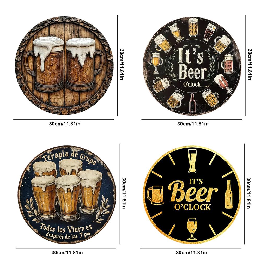 Bar Decor Round Vintage Metal Tin Sign Iron Wall Decor for Home Garden Kitchen Bar Garage Wall Decor with Embossed Edge 30x30cm