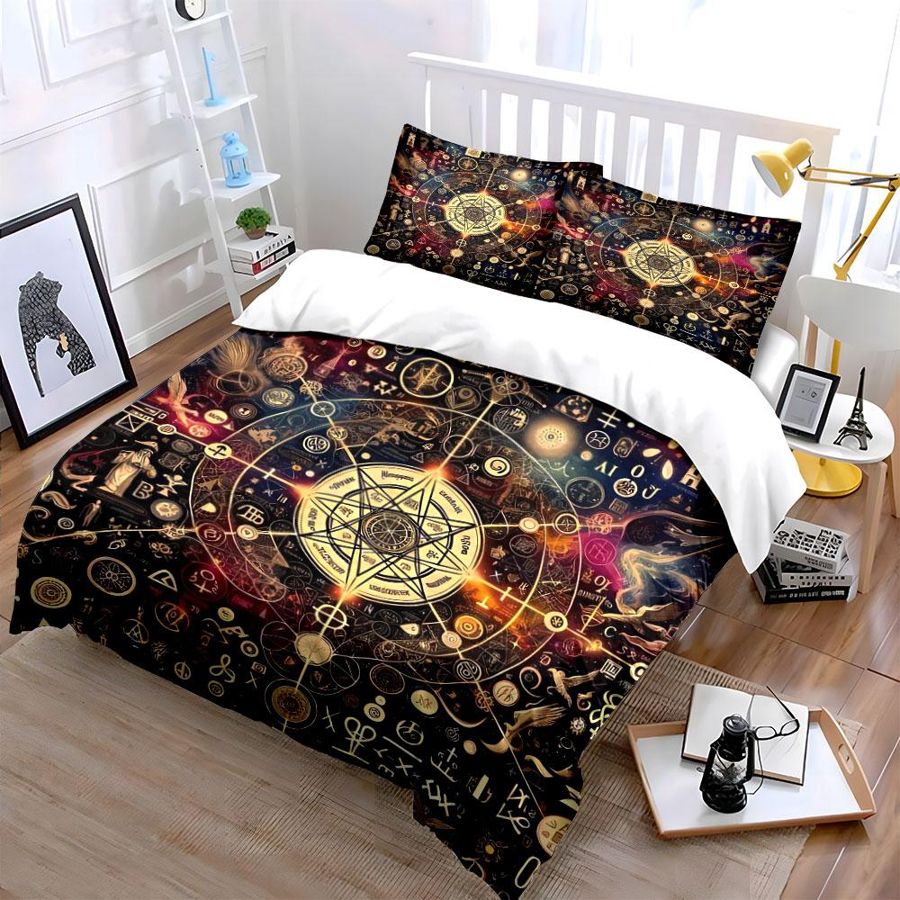 Mystical Symbols Art Decor Set Soft Comfortable Duvet Cover Bedding Set Included 1*Duvet Cover & 2*Pillowcases, Gift