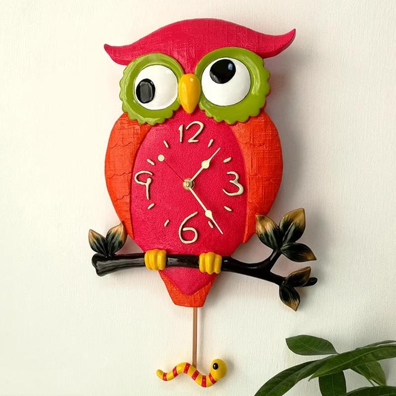Creative Owl Wall Clocks Living Room Noctilucent Wall Watch Bedroom Silent Pendulum Clock Modern Home Decoration Accessories