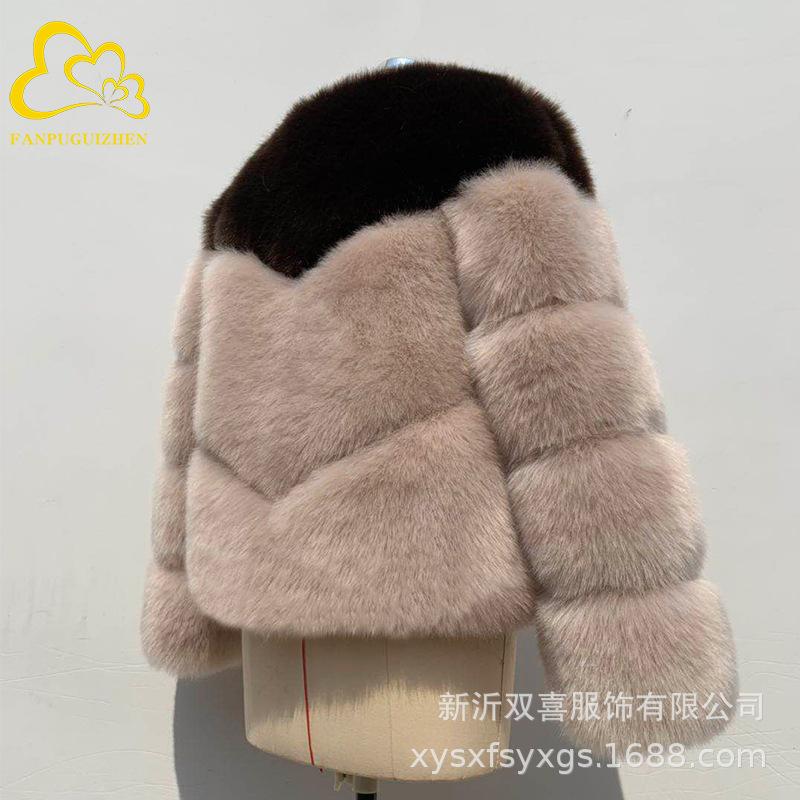 Haining fur autumn and winter new women's coat mink hair color matching casual fox hair coat