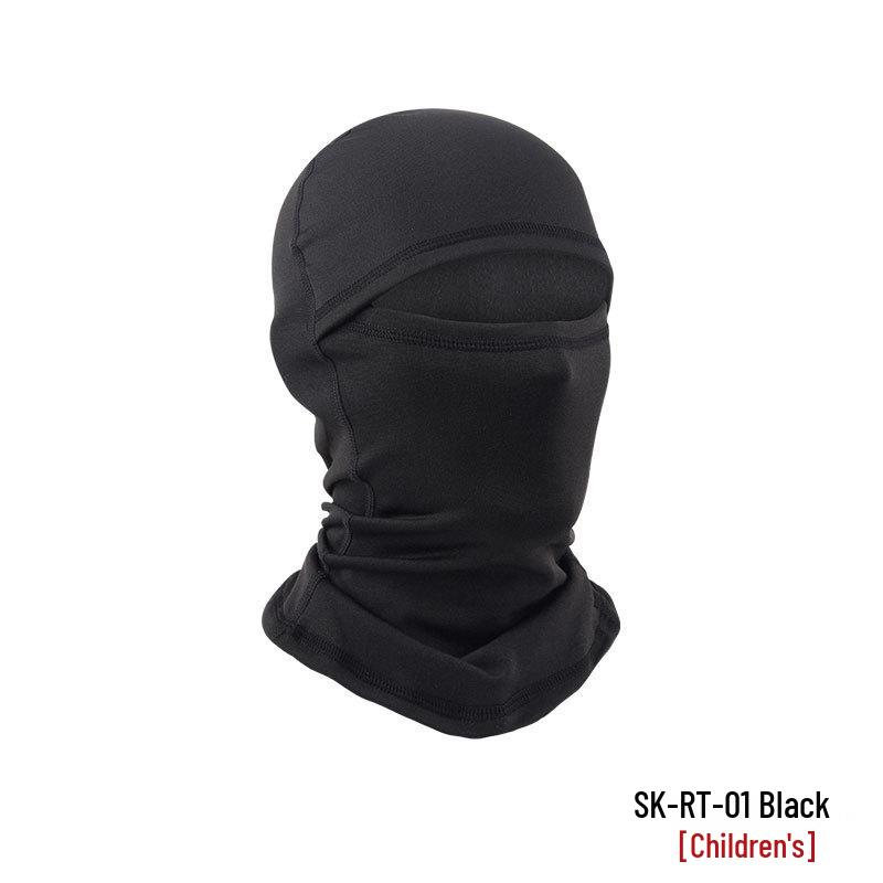 Winter Parent-Child Ski Mask with Windproof Neck Protection, Lined Hood, and Integrated Cycling Headwear