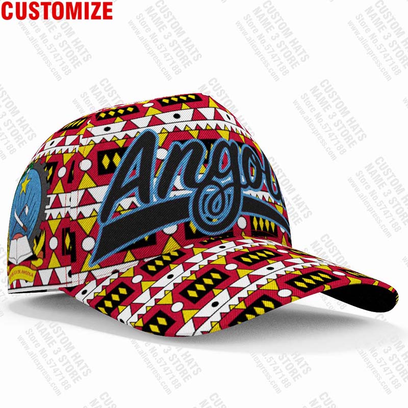 Angola Baseball Cap Free 3D Custom Made Name Number Team Logo Ao Hat Ago Country Travel Portuguese Nation Angolan Flag Headgear