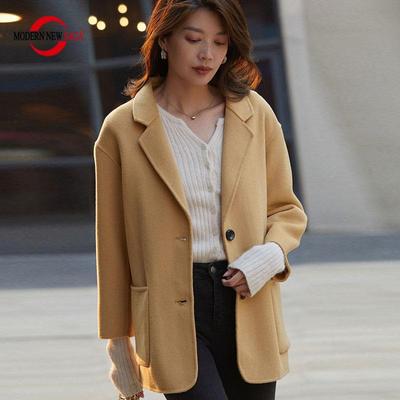 Damen Wollmantel 100 % Wolle Herbst Wollmantel Winter Warme Wolljacken Peacoat