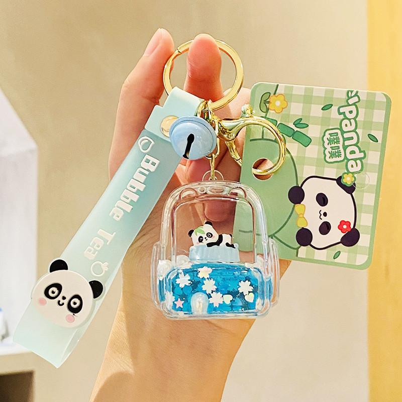 

Panda Charming Cake Keychain With Floating Bottle Perfect For Couples And Friends Backpack