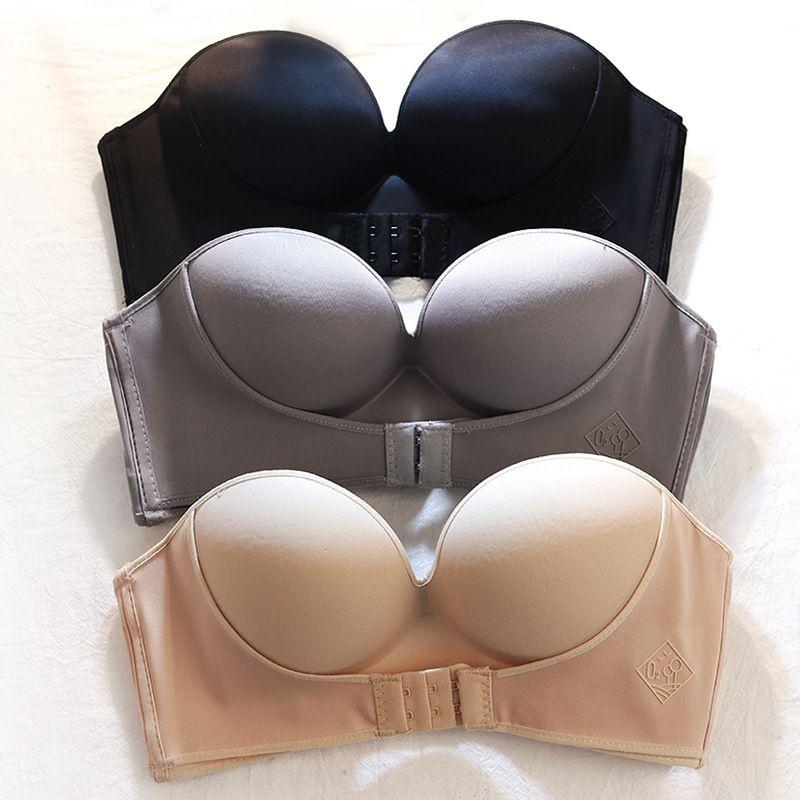 Unsichtbare Unterwäsche, BH mit Vorderverschluss, ultraweiches, trägerloses, nahtloses Bralette für alle Anlässe