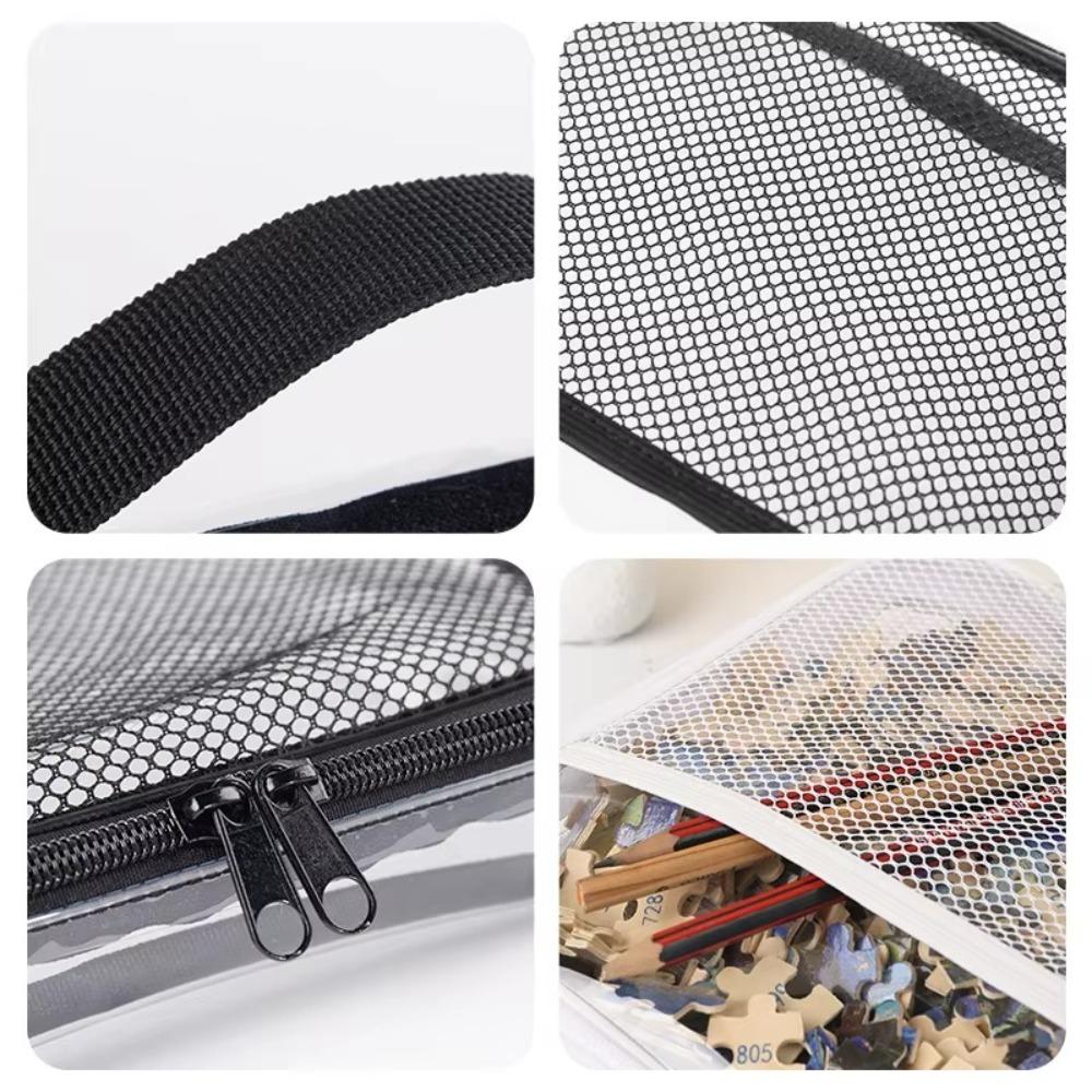 PVC Transparent Mesh Storage Bag Waterproof Zipper Bag Portable Makeup Storage Bag  Travel