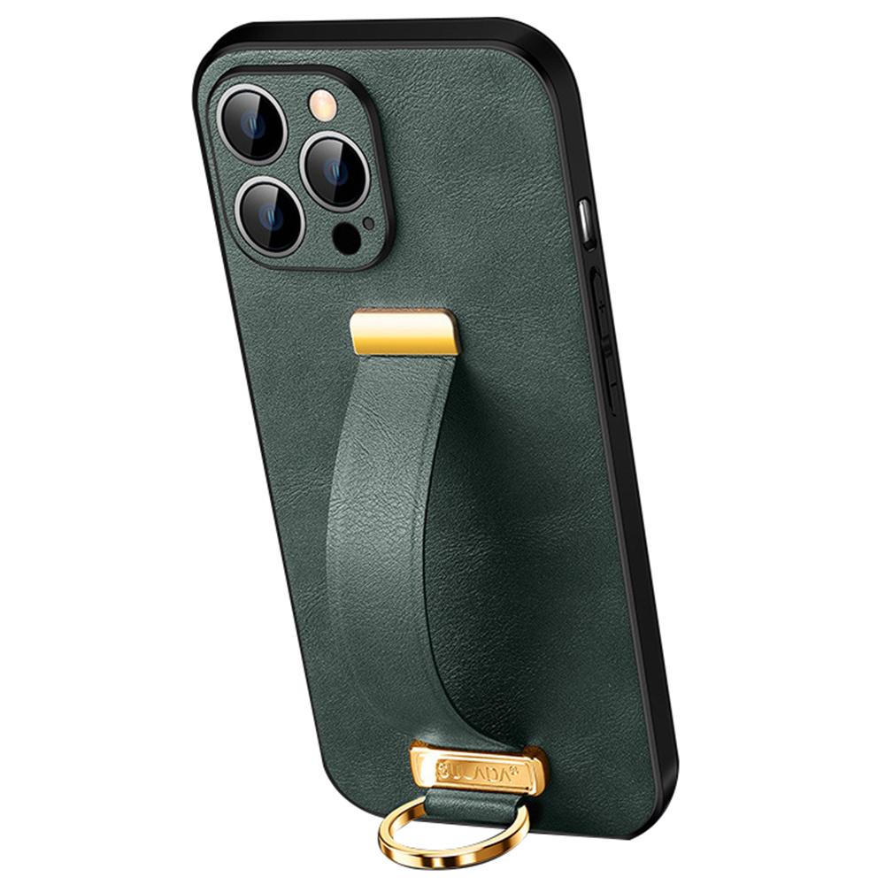 SULADA Moteserie for iPhone 16 Pro Max Deksel Armbånd Støtte Lær Bakside Telefondeksel