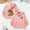 Fashion Capybara Printed Zip Up Hoodie Jacket for Boys Girls Zipper Spring and Autumn Trendy Animal Cartoon Sweatshirts