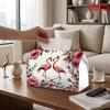 2D Flat 1pc, Tissue Box. Flamingo Wreath Pattern Napkin Dispenser, Reusable, Daily Desktop Tissue Organizer, Suitable for Kitchen Living Room Bedroom 