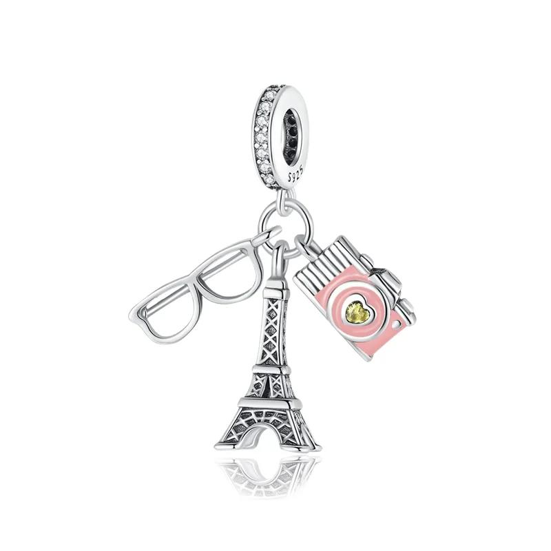 Paris Tower Aircraft Travel Charms Pendant Beads Fitoriginal Bracelet For Women Jewelry Travel Commemorative Gifts For Friends