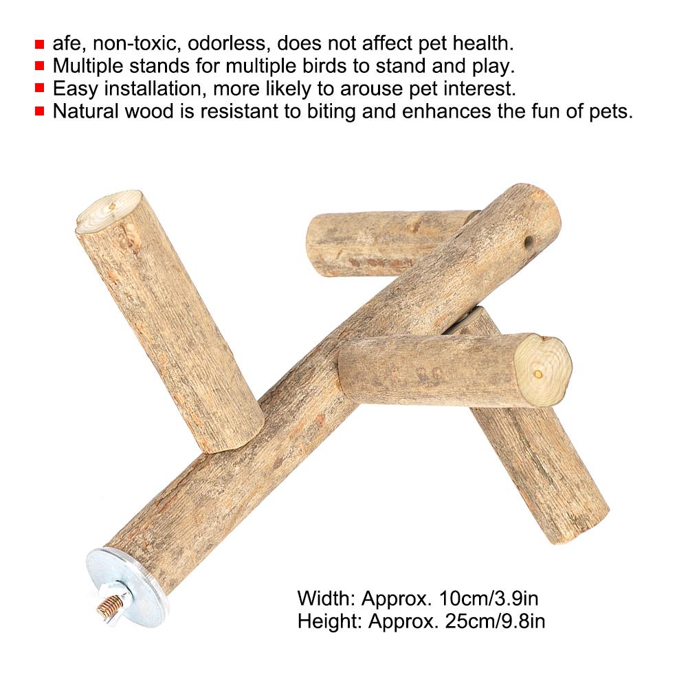 Wood Pet Parrot Perch Activity Standing Branches Toy Biting Playing Supply