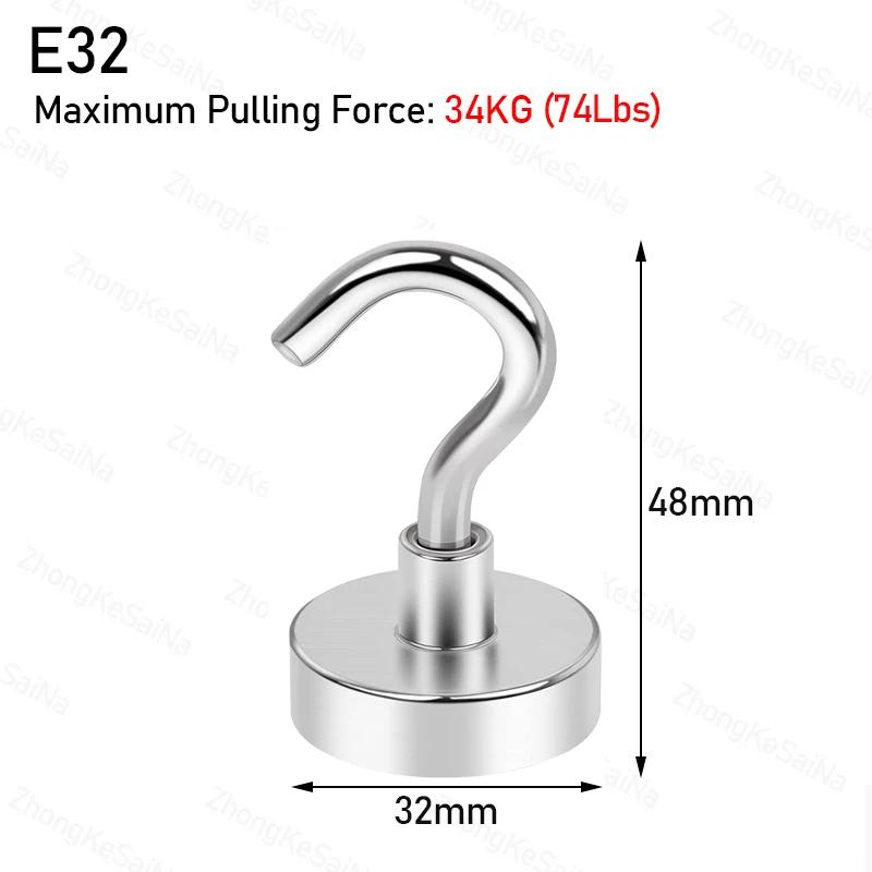 60/40/20Pcs Strong Magnet Hooks Neodymium Magnetic Hooks Heavy Duty Earth Magnets with Hook Cruise Hook Magnets for Refrigerator