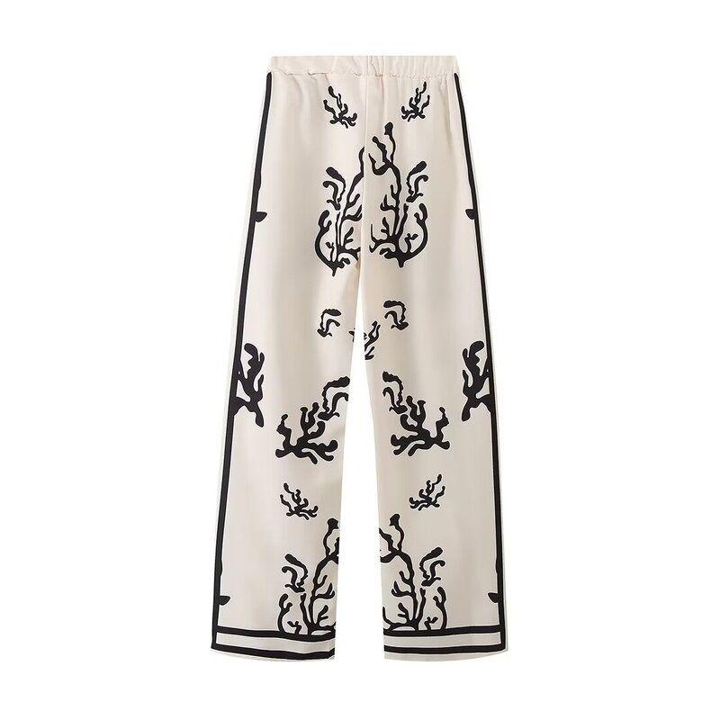 Fashion Style 2024 Spring/Summer New Arrival Female Fashion Dignified Sense of Design Easiest for Match Slim Looking Positioning Print Shirt Outfit