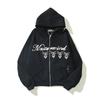 Trendy Skull Print Graffiti Letters Men's Fleece-lined Zipper Hooded Sweatshirt