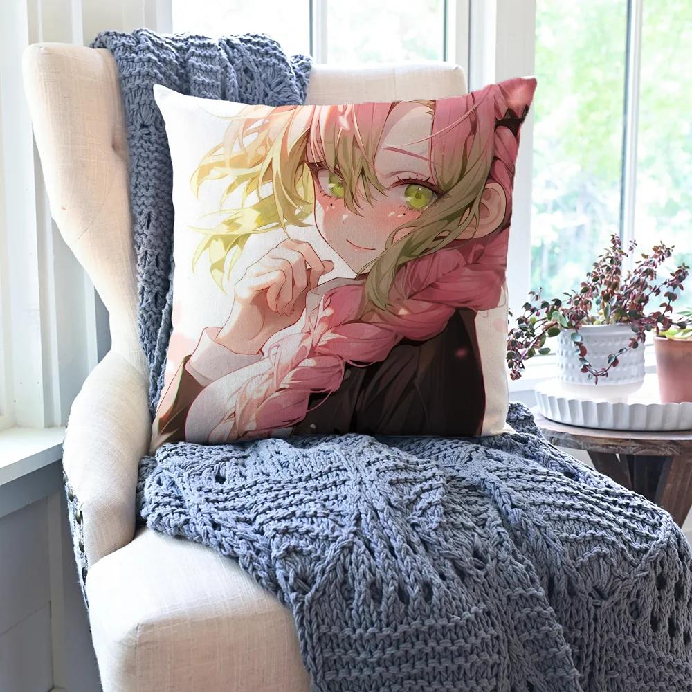 Kanroji Mitsuri Animation Demo Slayer Pillow Case Square Pillow Bedroom Sofa Leisure ComfortCarLiving Room Home Decoration 40X40