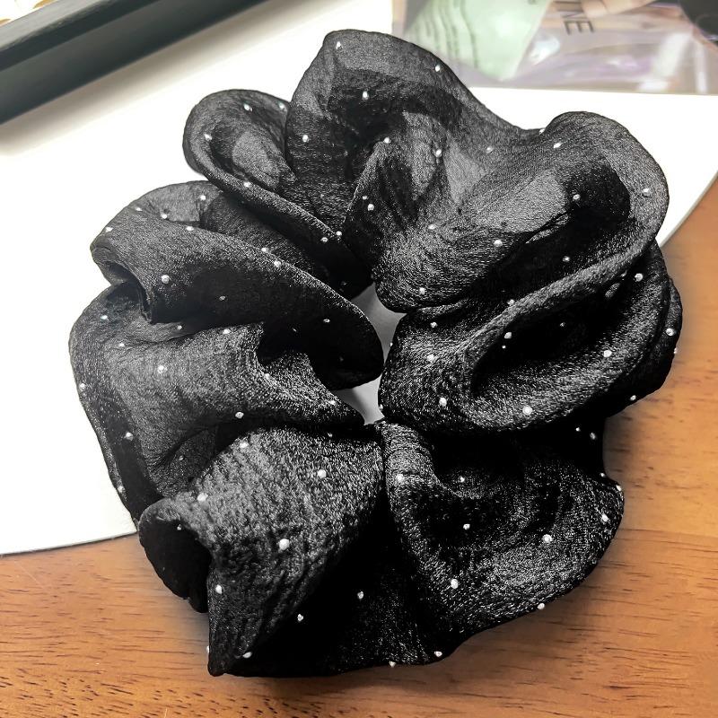 New Large-sized Fabric Hair Band and Hair AccessoryFeaturing Retro Floral and Diamond-encrusted Ponytail Hair Ties